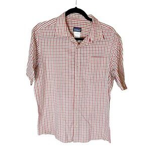 Patagonia Red Brown White Plaid Short Sleeve Button Up Size Medium‎